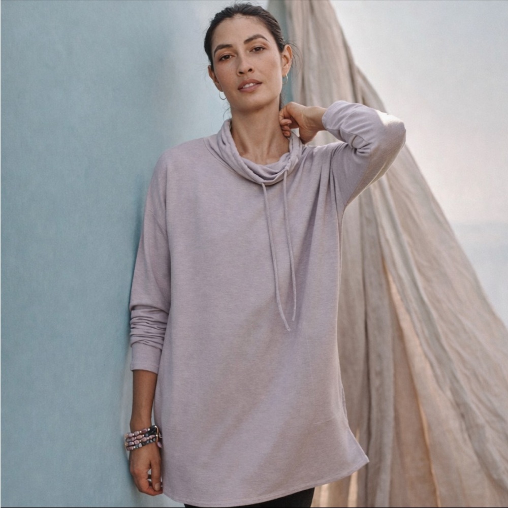 PURE JILL Eco Terry Purple Lilac Viscose Spandex Sweatshirt Casual Pockets XL - Picture 2 of 9